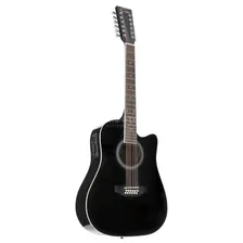 Red Hill AF-8A8C12-BK 12-String Electro-Acoustic Guitar (Black)